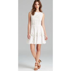 Alice + Olivia White Embroidered Cotton Party Dress Size 8